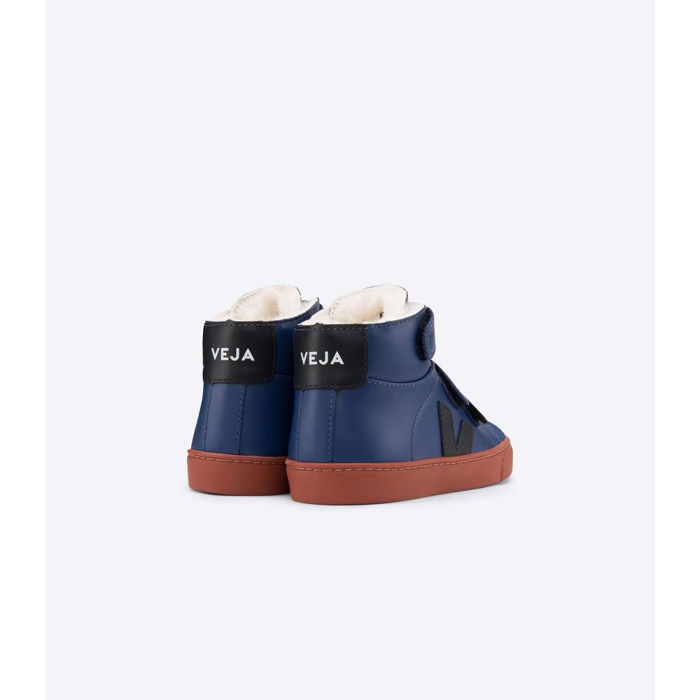 Veja ESPLAR MID FURED LEATHER Hoog Kinderen Blauw | BE 689MQZ